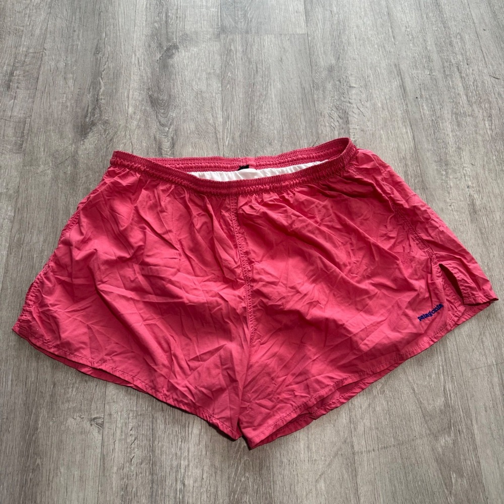 Vintage Patagonia Mens Large Mesh Lined Running Swim Shorts Pink Drawstring